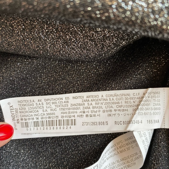 ZARA Metallic One Shoulder Top, Silver, Lined, Women's (US S) - Picture 16 of 16